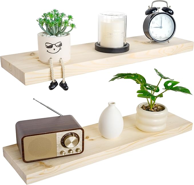 BGMG Wood Floating Shelves for Wall 30 inch, Rustic Wooden Wall Mount Shelves by BGMG