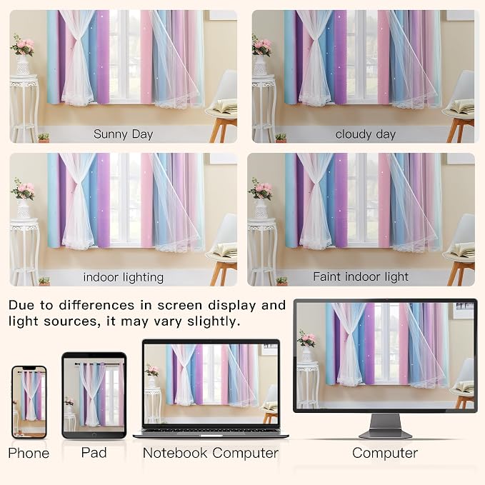 XiDi Purple Curtains for Bedroom, Curtain for Kids Room - Image 8