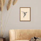 Vintage Framed Wall Art, Birds Canvas Prints, Hummingbird Sketch Painting - Image 6
