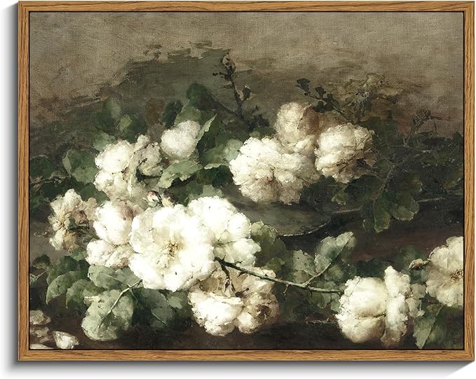 InSimSea Framed Canvas Wall Art Vintage Decor, Flower Prints Wall Art Room Wall by InSimSeaArt