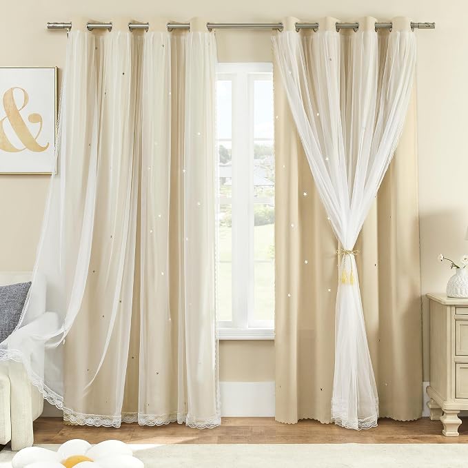 XiDi Curtains for Bedroom Decor Beige52/72/1 - Image 8
