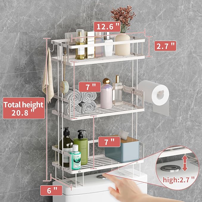 Godboat Bathroom Organizers and Storage, 3-Tier Over The Toilet Storage - Image 2