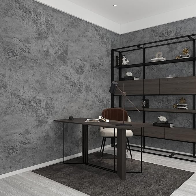 3yecao 31"×157" Extra Thicker Light Blue Grey Black Concrete Wallpaper Peel and - Image 5