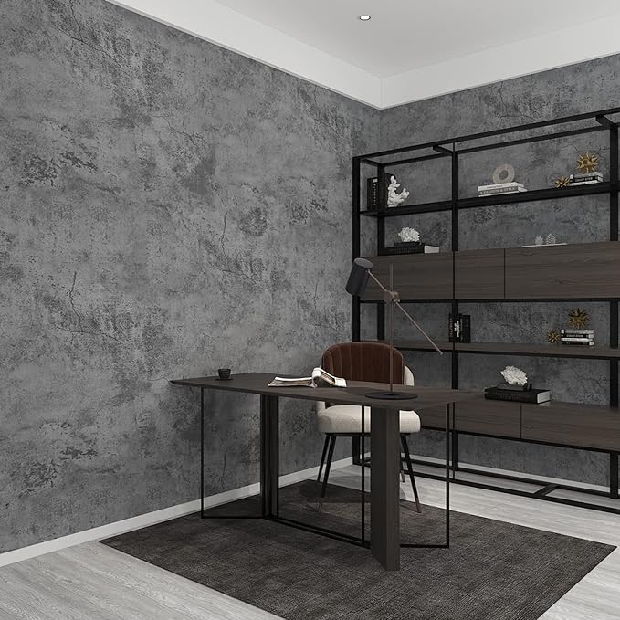 3yecao 24"×591" Large Size Dark Blue Grey Concrete Wallpaper Peel and Stick - Image 5