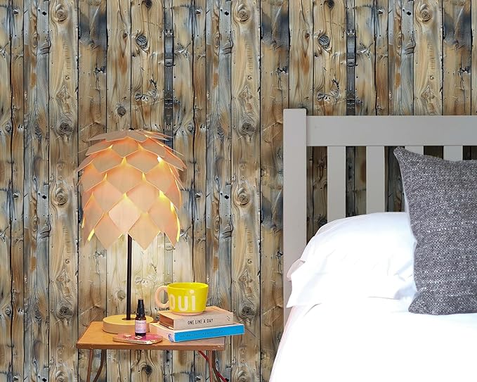 FLFK Rustic Wood Wallpaper, Peel and Stick Wood Grain Wall Mural - Image 5