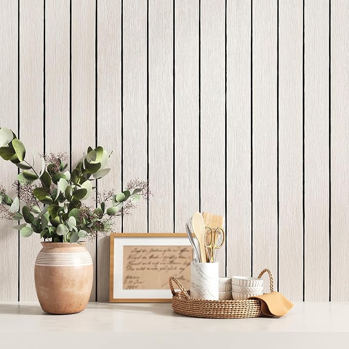 VEELIKE Wide White Oak Wood Slat Wall Panels Peel and Stick 3D Wood Panel - Image 6