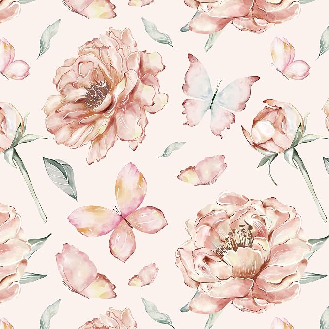 Safiyya Peel and Stick Wallpaper Floral Pink Wallpaper Pink Peony Contact Paper by SAFIYYA