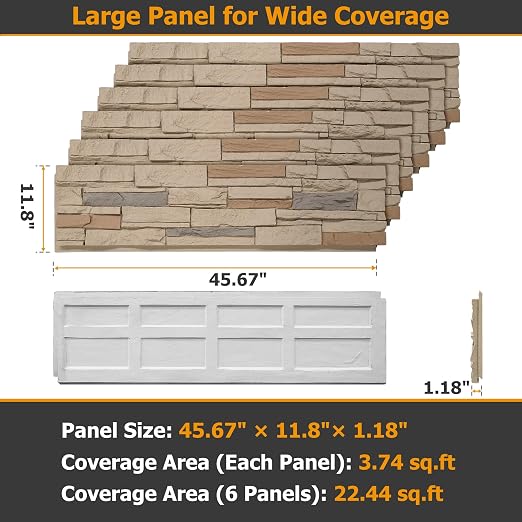 ROOMTEC 6-Packs Faux Stone Wall Covering Panels - Image 2