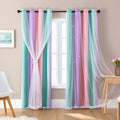 XiDi Curtains for Bedroom Decor, Rainbow PinkPuGreen-52-90 by Addsomecolortolife
