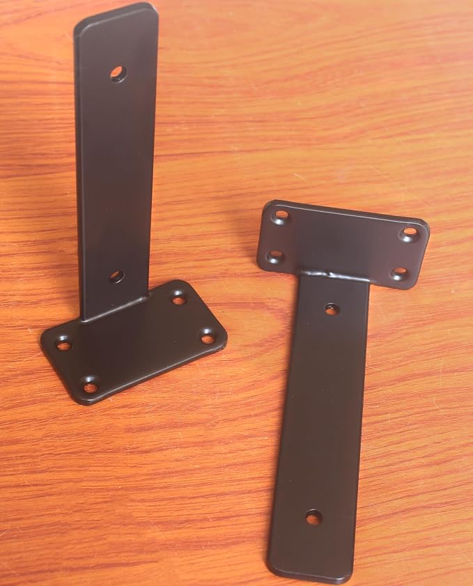 8 Pack - 7 inch Black Hidden L Shelf Bracket Iron Floating Shelf Brackets - Image 6