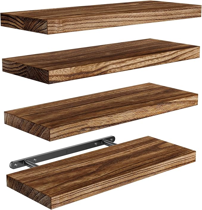 AMADA HOMEFURNISHING Floating Shelves, Paulownia Wood Wall Shelves by AMADAHOMEFURNISHING