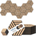 Mollywell Acoustic Panels, PVC Wood-Grain, 14x12 Inch Hexagon Carved Sound by Mollywell