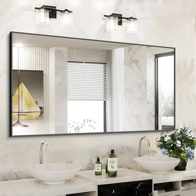 KOCUUY Bathroom Mirror, 30x60 Inch Large Black Mirrors - Image 8