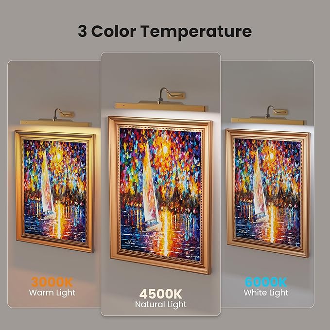Wireless Picture Light Battery Operated, 13Hrs Service Life Art Display Light - Image 3