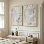 Large Framed Neutral Line Abstract Wall Art Set of 2 - Image 2
