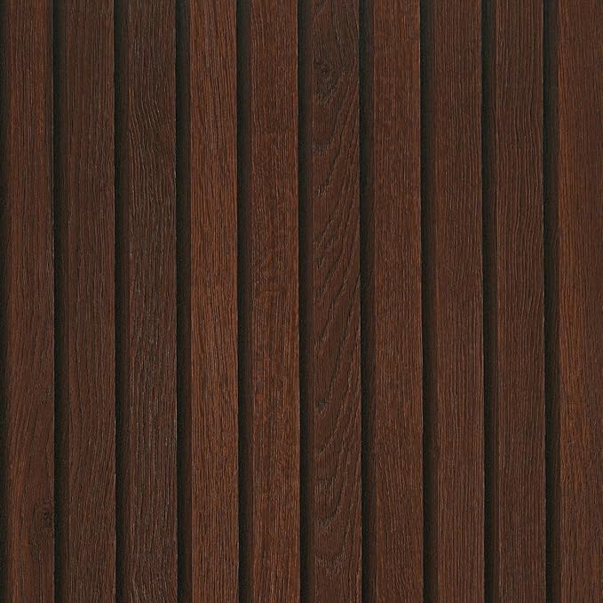 FunStick 16"x472" Brown Wood Slats Peel and Stick Wallpaper Waterproof Dark by FunStick