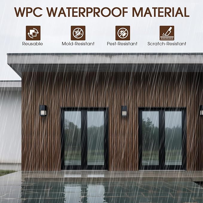 WPC Slat Wall Panels 8 Pack 96" x 8.2", Waterproof Fluted Wall Paneling - Image 3