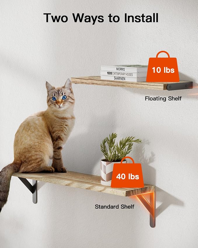 AMADA HOMEFURNISHING Long Wall Shelves, Rustic Farmhouse Style, Wood Floating - Image 5