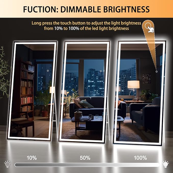 Hasipu Full Length Mirror with Lights, Full Body Dressing Hanging Mounted Mirror - Image 5