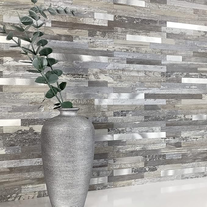 AULIGET 20 Sheets Peel and Stick Backsplash, Distressed Wood Look PVC Wall - Image 2
