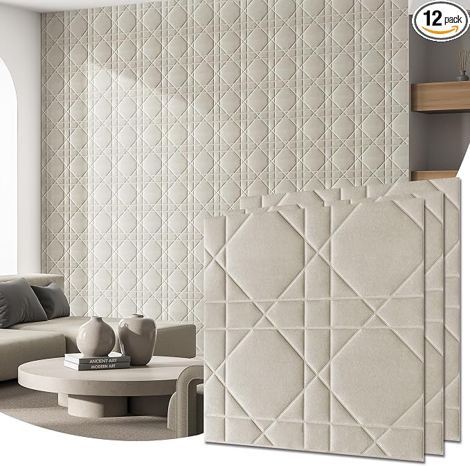 Velvet 3D wall Panels for Interior wall Decor Peel and Stick, Soundproof by Unknown