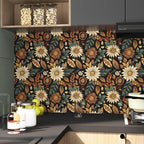 Boho Wallpaper Peel and Stick, Vintage Black Brown/Green Floral Contact Paper - Image 5