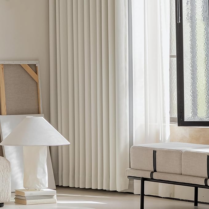 FMFUNCTEX 100% Blackout Beige Curtains - Image 5