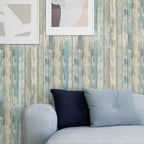 practicalWs 17.71''x 393.7''Blue Distressed Wood Wallpaper Self-Adhesive Peel - Image 3
