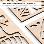 VIYYIEA Boho Solid Wood Carved Wall Art Set of 3, Geometric Minimalist Wooden - Image 3