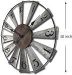 Mrocioa 30inch Windmill Distressed Metal Wall Clocks Rustic Large Decorative - Image 2