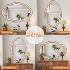 24x35 Inch Wooden Oval Mirror for Bathroom Over Sink, Rustic Farmhouse - Image 7