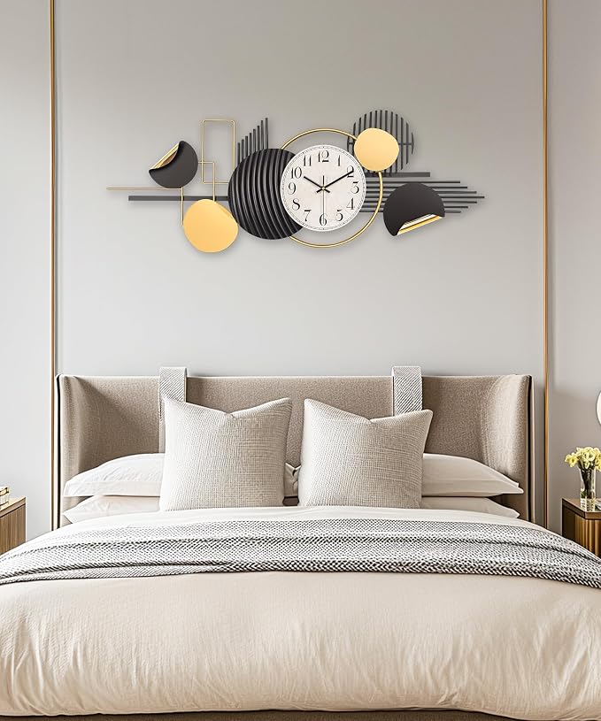 Large Wall Clock, Modern Silent Non-Ticking Metal Wall Art Wall Clocks Battery - Image 5