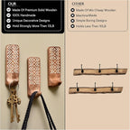 IndianShelf 10 LB- 6 Pieces Decorative Wood Adhesive Wall Hooks–Boho Peel and - Image 3