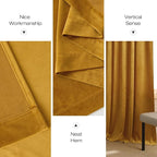 NICETOWN Mustard Gold Velvet Curtains Long Drapes, Living Room Office Luxury - Image 8