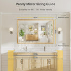 60x40 Inch Bathroom Mirror for Wall, Anti-Rust Oak Wood Grain Metal Framed - Image 2