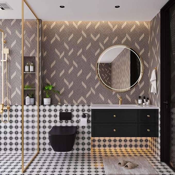 BOMENG Herringbone Peel & Stick Wallpaper - Image 7
