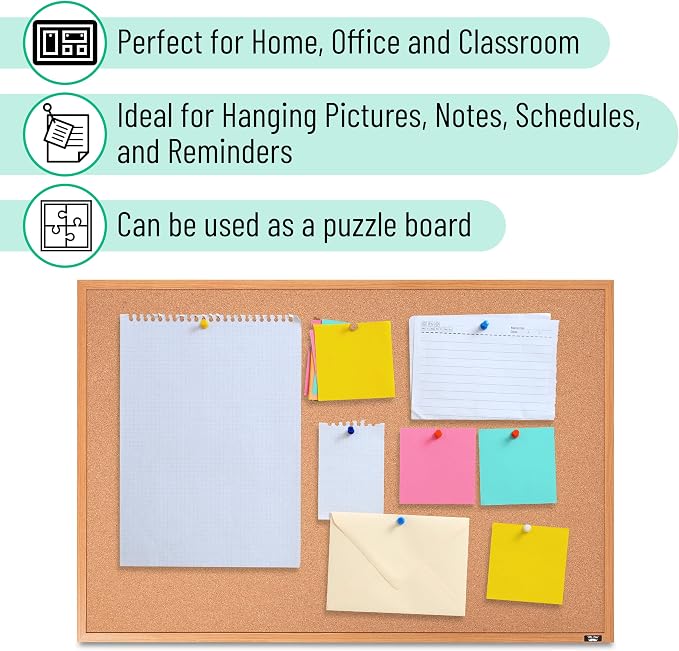 Mr. Pen- Cork Notice Board, 24 X 18 Inches, Cork Bulletin Board - Image 5