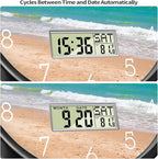 12" Silent Non-Ticking Modern Coastal Beach Wall Clock, Battery Operated Analog - Image 3