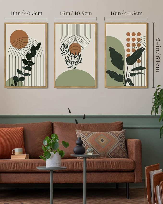 PHOPAGO Boho Plant Wall Art Green Botanical Bohemain Framed Wall Printing - Image 6