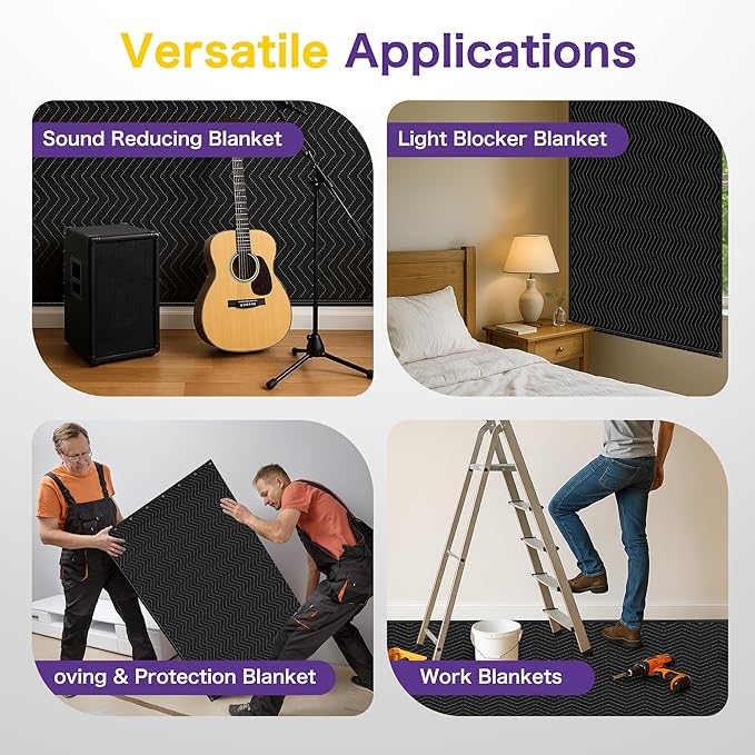 2 PCS Extra Large Sound Dampening Blanket, Noise Cancelling Studio Acoustic - Image 7