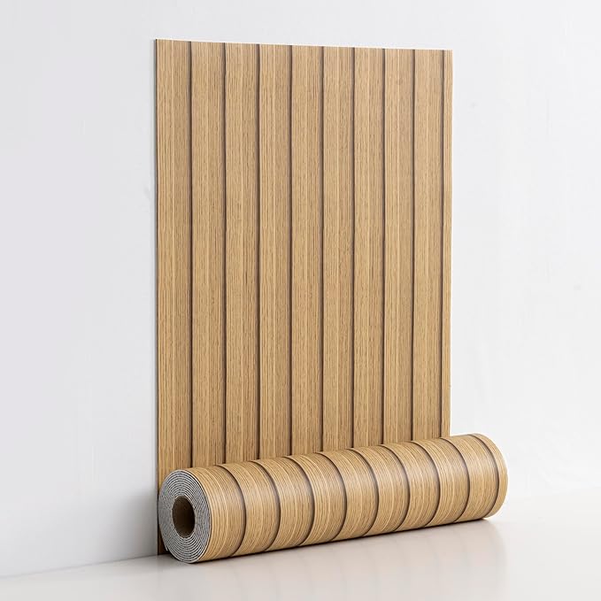 Haimin Wood Grain Slat Wall Panels Peel and Stick Faux Wood Thick Wallpaper by HaiminHomeDecorWallpaper