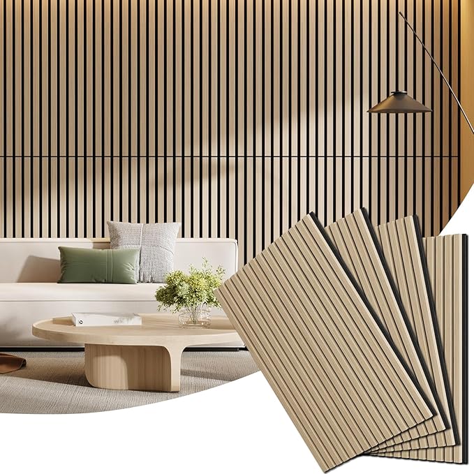 4 Pack Wood Panels for Wall, 47.24" x 23.81" Acoustic Wood Slat Wall Panel for by Vellorise