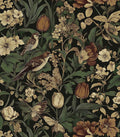 Erfoni 17.3" x118" Vintage Floral Peel and Stick Wallpaper Dark Floral and Bird by Erfoni