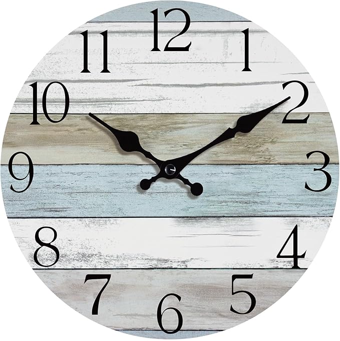 Wall Clock, 10 Inch Silent Non Ticking Wall Clocks Battery Operated, Rustic by HYLANDA