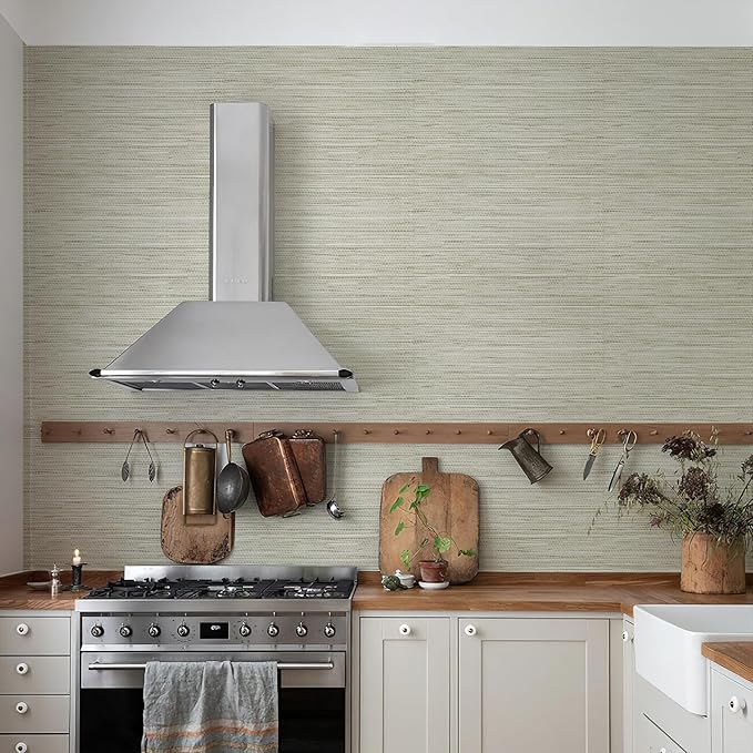 HueBurst Grasscloth Peel and Stick Wallpaper 17.3" x 197" Renter Friendly - Image 8