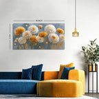 Abstract White Flower Wall Art Golden Floral Pictures Wall Decor Neutral - Image 2