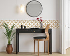 FLFK Wallpaper Border Gold and White Patterns Peel and Stick Wall Border Self - Image 3