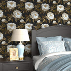 Laatse Peony Floral Wallpaper Peel and Stick Gold Leaf Contact Paper Modern - Image 5