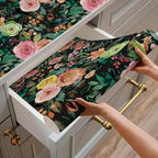 JiffDiff Dark Floral Peel and Stick Wallpaper 236.22" L x 17.7" W Black - Image 8