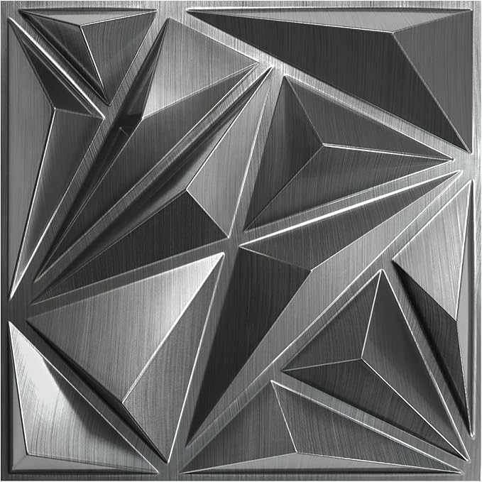 STICKGOO Brushed Silver 3D Wall Panels by STICKGOO